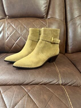 Loeffler Randall Studded Suede Ankle Boots- Khaki Olive- Made in Brazil